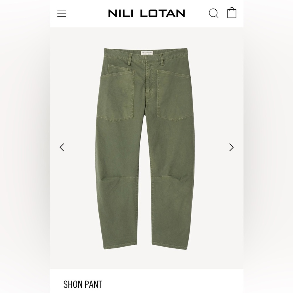 Nili Lotan cotton twill Shon pant in army green.